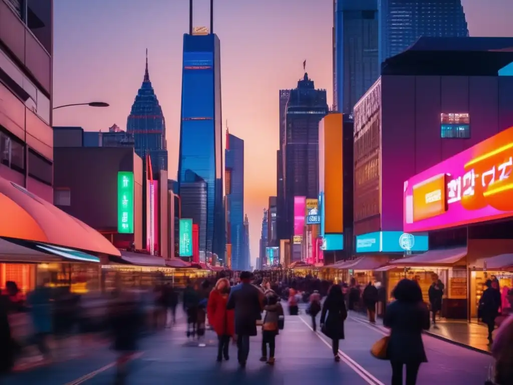 'Atardecer en la ciudad con influencia tecnológica en longevidad humana'