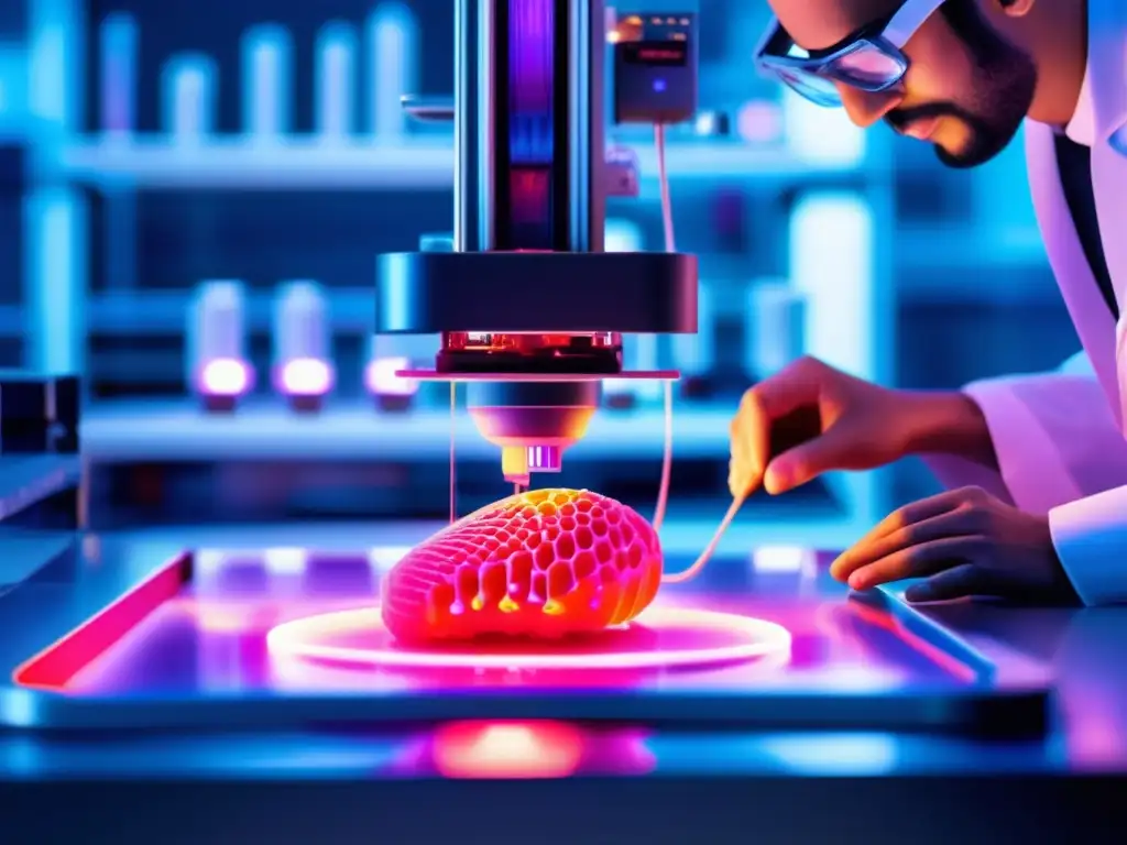 Avanzada impresión 3D de órganos en laboratorio futurista