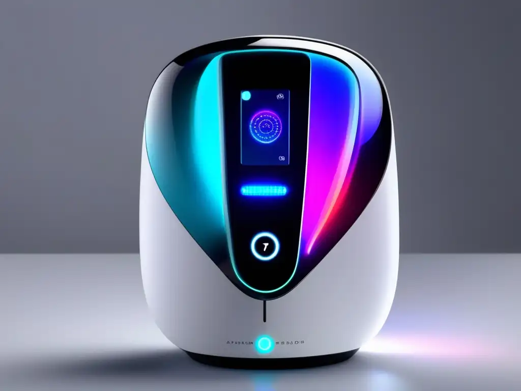 Dispositivo antiaging personalizado de alta tecnología Un dispositivo antienvejecimiento personalizado de diseño futurista con tecnología avanzada y tratamientos personalizados.
