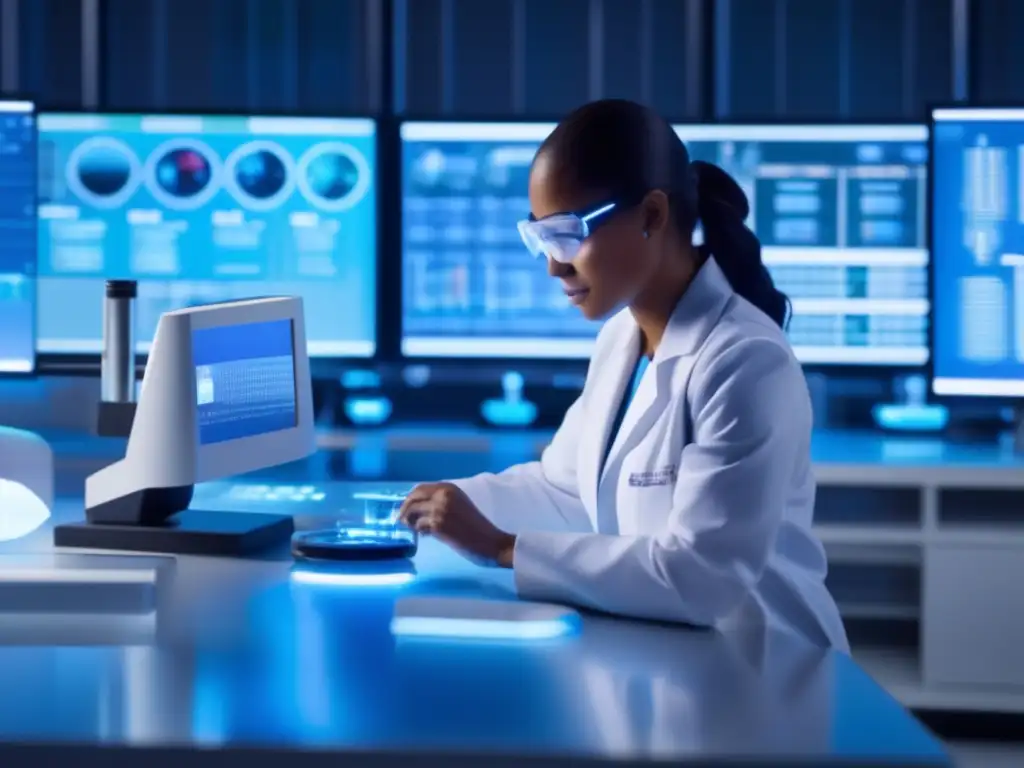Manipulación genética en laboratorio futurista