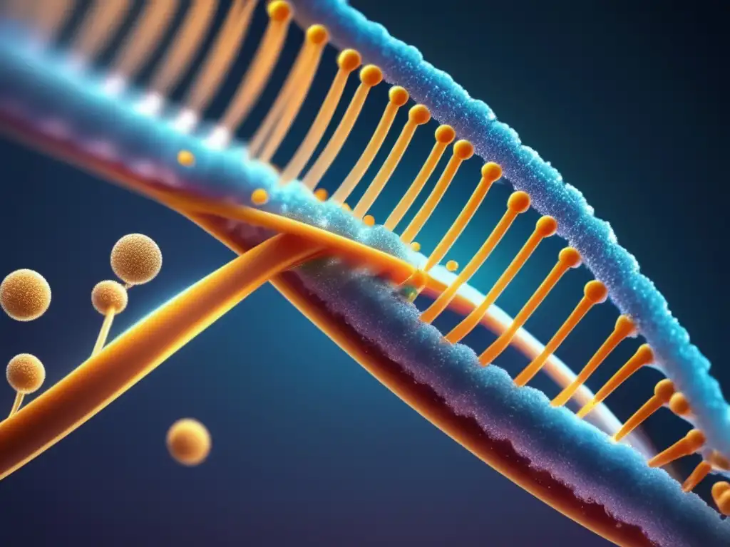 Una representación detallada y realista de CRISPR-Cas9 en acción, mostrando la precisión en la edición de ADN. Destaca la tecnología y el potencial de regeneración de órganos mediante CRISPR.