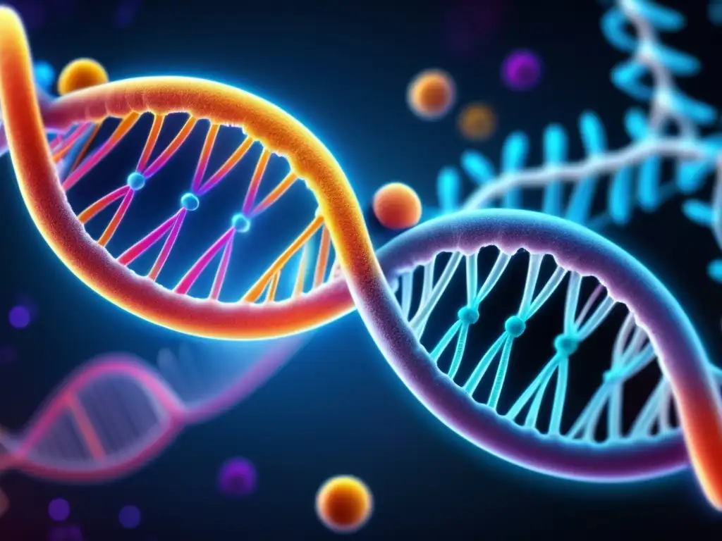 Un telómero se desenrolla y acorta, con estructura molecular detallada y ADN visible. <b>Muestra la influencia de suplementos en telómeros.