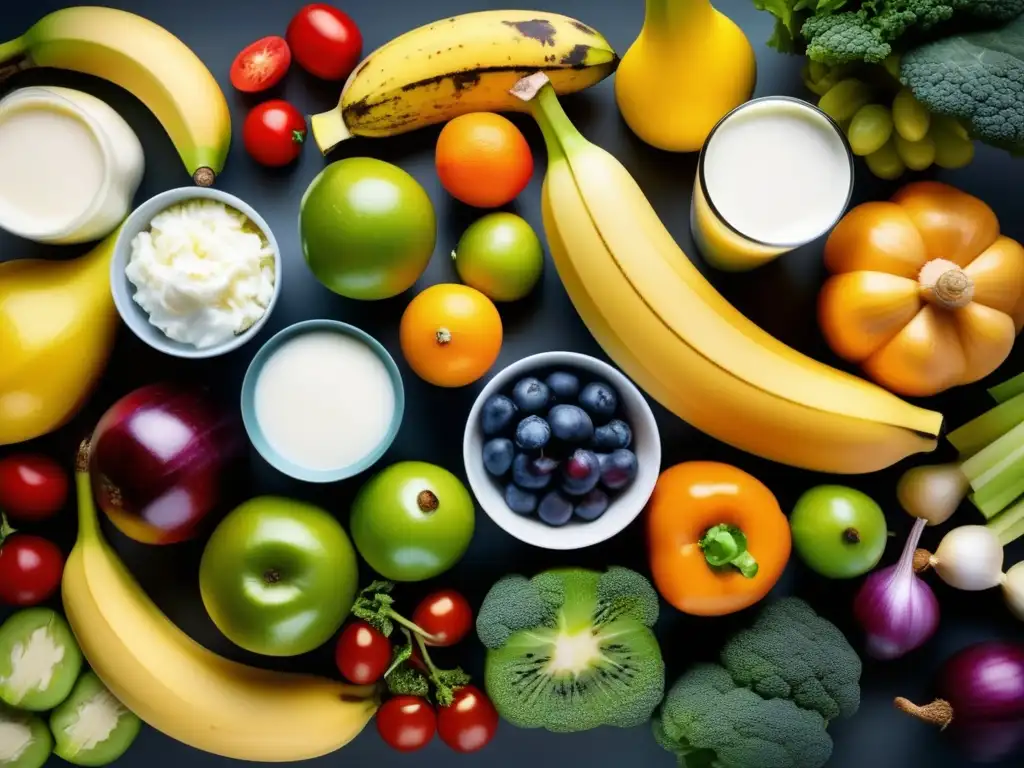 Patrón vibrante de alimentos saludables para el intestino